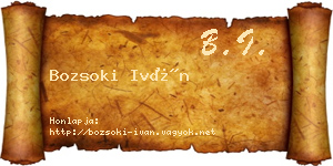 Bozsoki Iván névjegykártya
